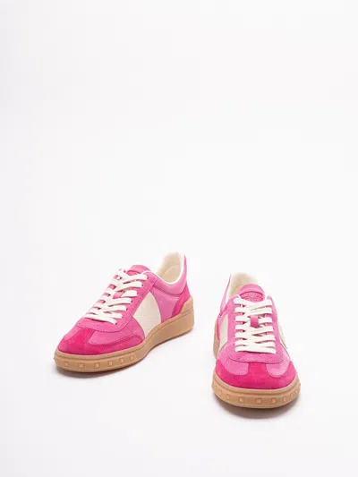 Valentino Upvillage Embossed Leather-trimmed Paneled Suede Sneakers