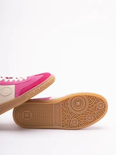 Valentino Upvillage Embossed Leather-trimmed Paneled Suede Sneakers