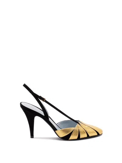 Valentino Foliefoliage 90 Suede Slingback Pumps