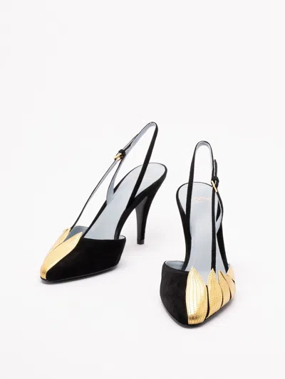 Valentino Foliefoliage 90 Suede Slingback Pumps