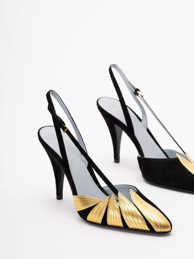 Valentino Foliefoliage 90 Suede Slingback Pumps