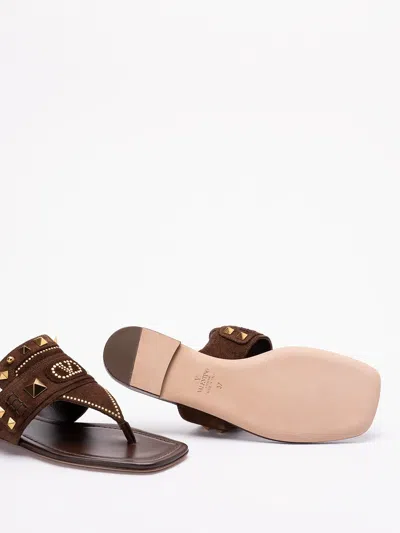 Valentino Garavani Plaster Caster Flip Flops With Gold Accents And Open Toe