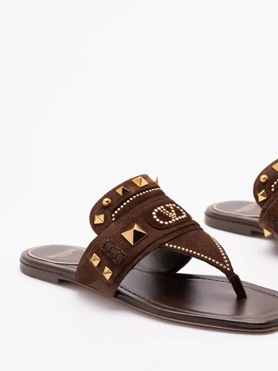 Valentino Garavani Plaster Caster Flip Flops With Gold Accents And Open Toe