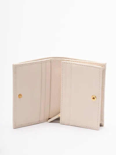 Valentino Womens Light Ivory Vlogo Signature Grainy Leather Compact Wallet
