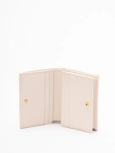 Valentino Womens Light Ivory Vlogo Signature Grainy Leather Compact Wallet