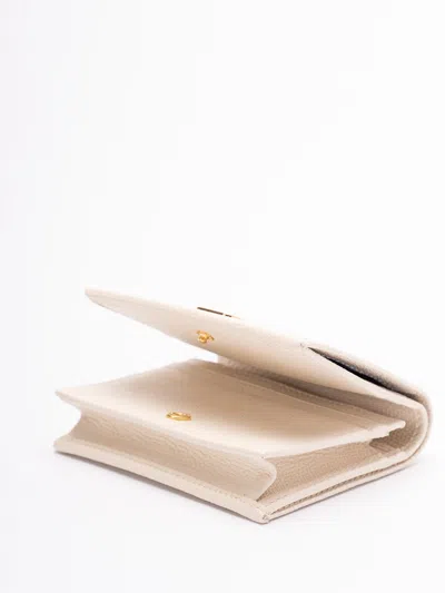 Valentino Womens Light Ivory Vlogo Signature Grainy Leather Compact Wallet