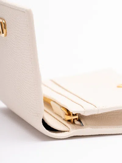 Valentino Womens Light Ivory Vlogo Signature Grainy Leather Compact Wallet