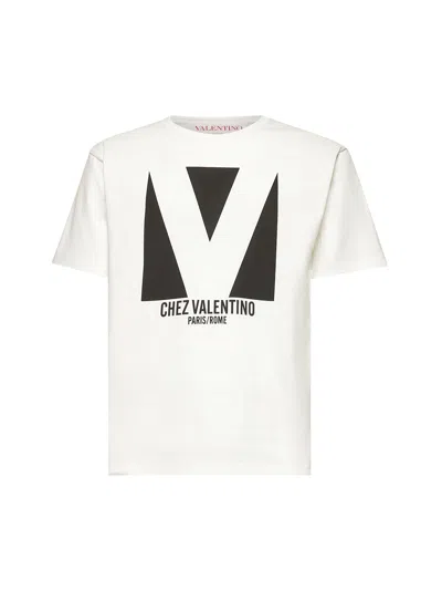 Valentino Mens Avorio Logo-print Crew-neck Cotton-jersey T-shirt In White