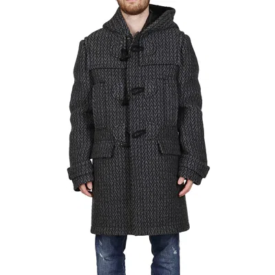 Valentino Spigola Wool Coat Men In Black