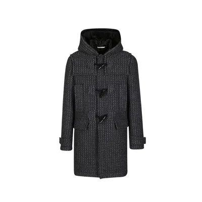 Valentino Spigola Wool Coat Men In Black