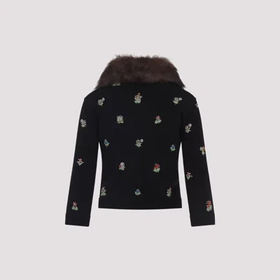 Valentino Wool Cardigan With Detachable Fur Collar In Black