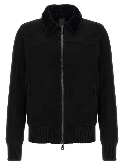 Giorgio Brato Sheepskin Bomber Jacket In Black
