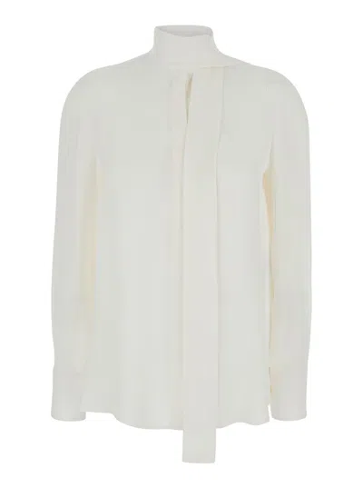 Valentino White Shirt With Scarf Detail In Georgette Woman
