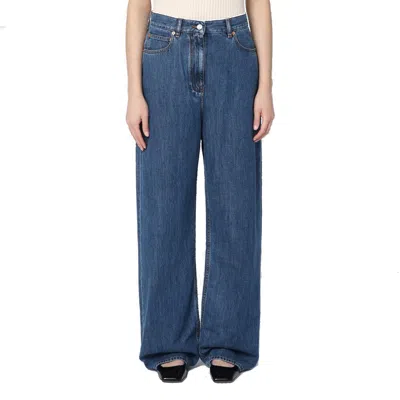 Valentino Wide Leg Denim Jeans Women In Blue
