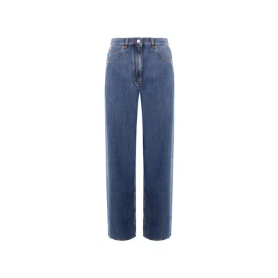 Valentino Wide Leg Denim Jeans Women In Blue