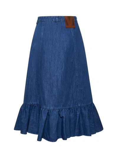 Valentino Garavani Blue Denim Cotton Skirt In Blue