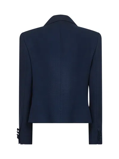 Valentino Tailored Bow-detail Jacket Crafted From Lightweight Viscose In Blue