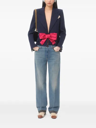 Valentino Tailored Bow-detail Jacket Crafted From Lightweight Viscose