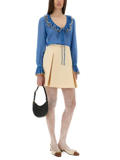 Valentino Garavani Light Georgette Shirt With Plusdepois Print In Blue
