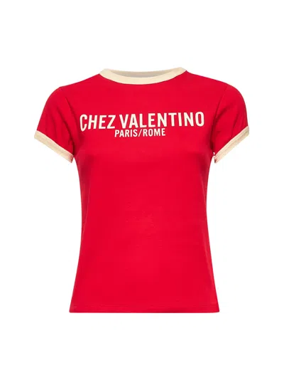 Valentino Crew Neck Cotton Jersey T-shirt With Contrasting Trims