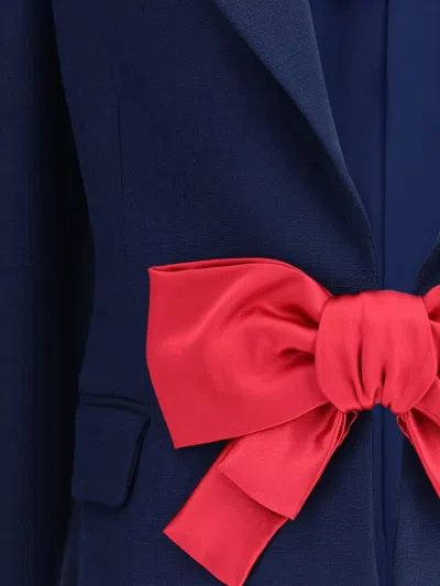 Valentino Tailored Bow-detail Jacket Crafted From Lightweight Viscose In Blue