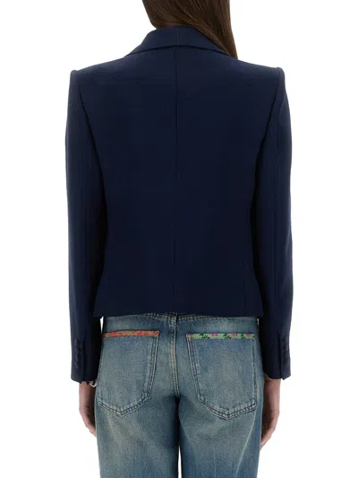 Valentino Tailored Bow-detail Jacket Crafted From Lightweight Viscose In Blue