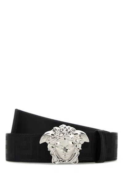 Versace Men Black Fabric Medusa Belt