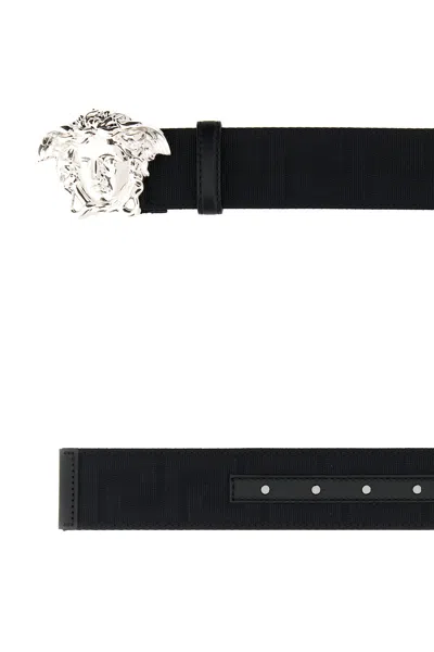 Versace Men Black Fabric Medusa Belt