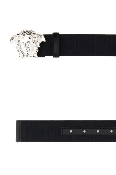Versace Men Black Fabric Medusa Belt