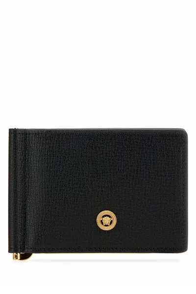 Versace Men Black Leather Medusa Biggie Wallet