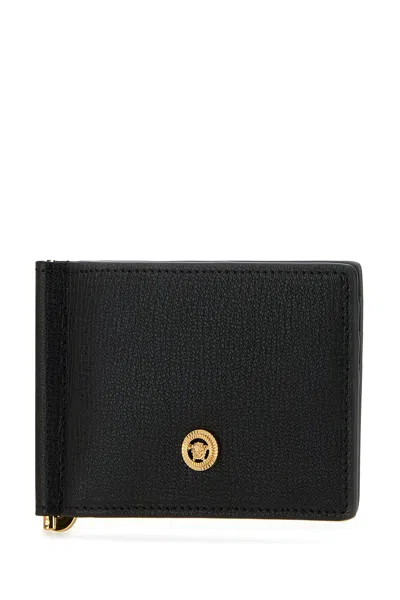 Versace Men Black Leather Medusa Biggie Wallet