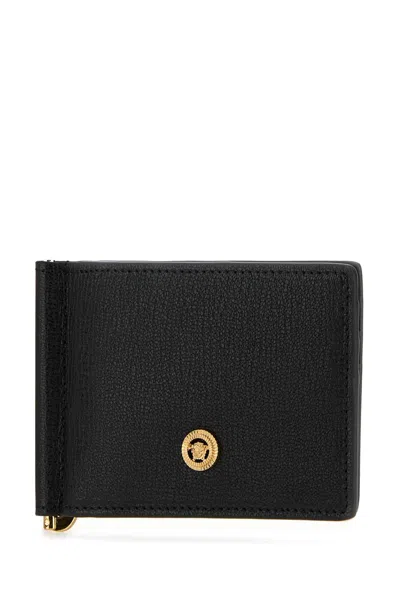 Versace Men Black Leather Medusa Biggie Wallet