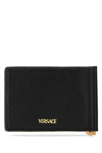 Versace Men Black Leather Medusa Biggie Wallet