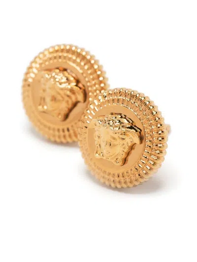 Versace Men Medusa Plaque Earrings In Gold