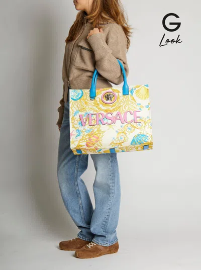 Versace Multicolor Tote Bag With Medusa Detail On The Front And All-over Underwater Barocco Print In