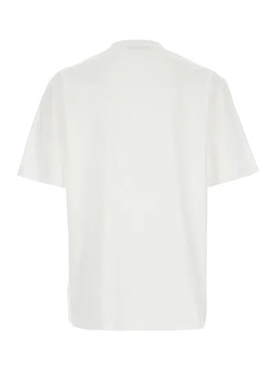 Versace White Crewneck T-shirt With Maxi Logo Print On The Front In Cotton Man