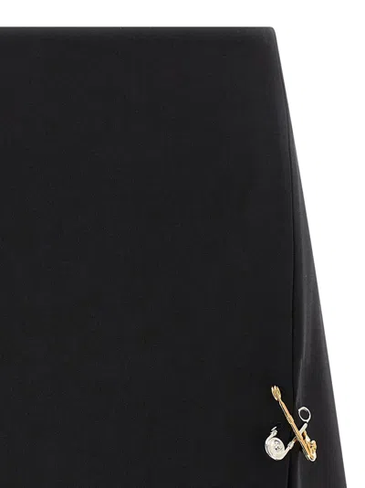 Versace Safety Pin A-line Wool Mini Skirt In Black