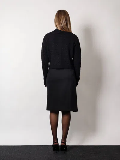 Versace Black Cardigan With Jewel Buttons In Tweed Woman In Black