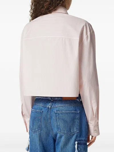 Versace Women Pinstripe Chain Cropped Shirt