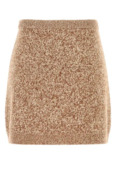 Versace Women Two-tone Virgin Wool Blend Mini Skirt In Brown