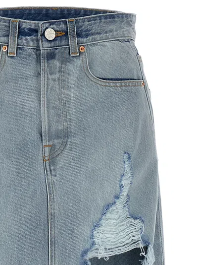 Vetements Women 'destroyed Denim Maxi Skirt' Skirt In Blue