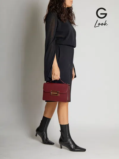 Victoria Beckham 'dorian' Bordeaux Shoulder Bag With Adjustable And Removable Shoulder Strap And Log