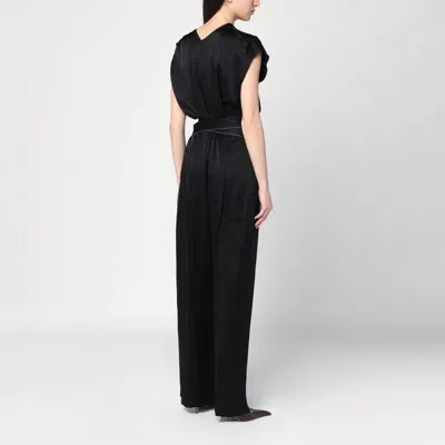 Victoria Beckham Black Jumpsuit With Viscose Blend Belt Women In Black