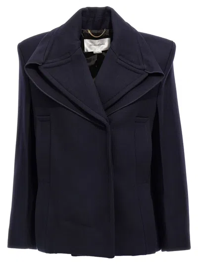 Victoria Beckham Pointed Shoulder Coat In Blue