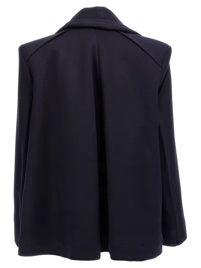 Victoria Beckham Pointed Shoulder Coat In Blue