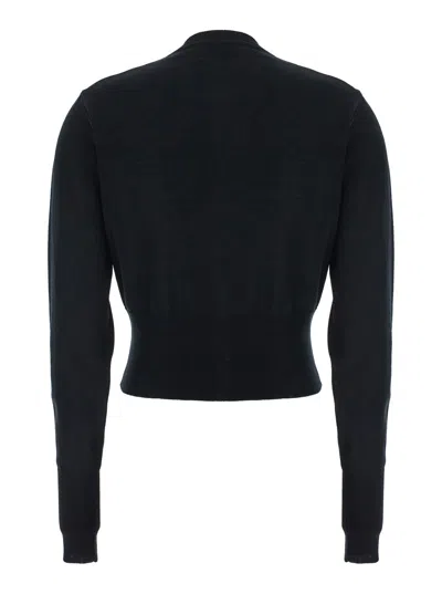 Vivienne Westwood Bea Black Cropped Cardigan With Round Neck And Front Orb Embroidery In Cotton Woman