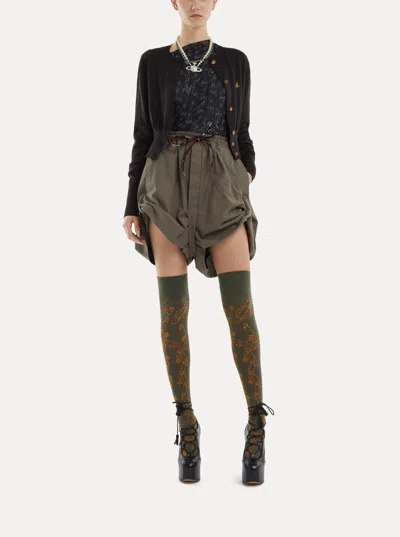 Vivienne Westwood Bea Black Cropped Cardigan With Round Neck And Front Orb Embroidery In Cotton Woman