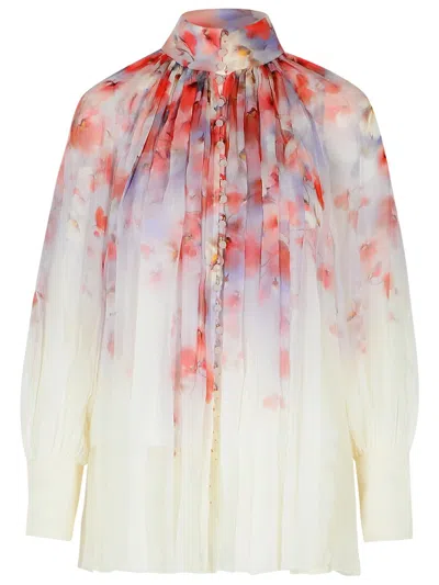 Zimmermann Crush Pleated Floral-print Crepon Blouse