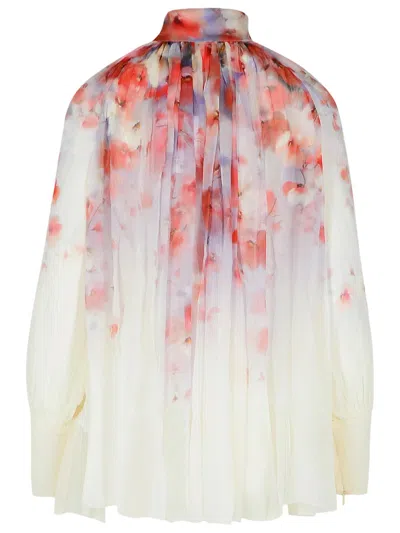 Zimmermann Crush Pleated Floral-print Crepon Blouse