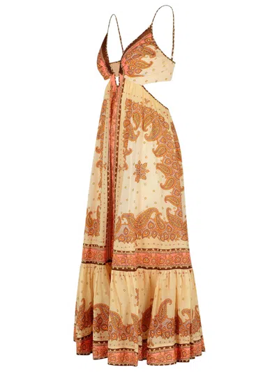 Zimmermann 'maxine' Orange Cotton Dress Women